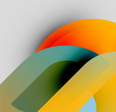 Soyut katmanlar örtüşür, canlı renk karışımları yaratır. Yumuşak eğimler derinlik, biçim, modern tasarım estetiği önerir.