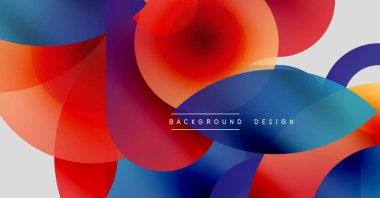 Soyut renkli çakışan daireler dinamik görsel doku oluşturur. Modern tasarım elementleri akıcılık, enerji, derinlik.