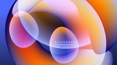 Soyut renkli şekiller örtüşüyor, canlı gradyanlar yaratıyor. Arkaplanda pürüzsüz geçişler, modern tasarım unsurları var.