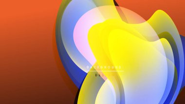 Soyut renkli şekiller örtüşür, dinamik görsel akış yaratır. Sıcak tonlarda siyah arkaplanda serin renklere geçiş.