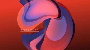 Soyut sıvı şekilleri harmanlanarak canlı kırmızı mor bir eğilim yaratır. Tasarım elementleri hareket, derinlik ve modern estetiği akla getiriyor. Arka plan karanlık..