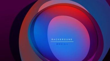 Soyut eşmerkezli çemberler. Canlı mavi, kırmızı, mor renkler harmanlanır. Modern tasarım, karanlık arka plan derinlik yaratır. Minimalist estetik.
