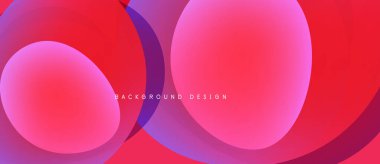 Soyut, enerjik çemberler çakışıyor. Kırmızı, pembe, mor renkler düzgün bir şekilde harmanlanır. Modern tasarım enerjiyi, akıcılığı çağrıştırır. Arkaplan özellikleri metin.