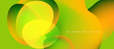 Soyut, enerjik tasarım, üst üste binen daireler. Sarı, yeşil, turuncu renkler dinamik görsel efekt yaratır. Modern arkaplan dokusu.