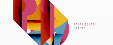 Soyut geometrik bileşim. Üst üste binen şekiller dinamik görsel efekt yaratır. Kalın renkler, modern tasarım, temiz çizgiler bu arkaplan ögesini tanımlar.