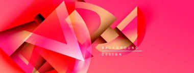 Soyut geometrik şekiller, canlı pembeler, kırmızılar dinamik arkaplan oluşturur. Modern tasarım elementleri enerji ve yenilik öneriyor.