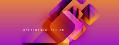 Soyut geometrik şekiller, canlı gradyanlarla örtüşür. Turuncu, mor renkler tasarıma hakim, modern estetik yaratıyor. Metin arkaplan tasarımı okur.