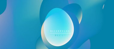Soyut sıvı şekiller, canlı mavi renkler, pürüzsüz gradyanlar modern arkaplan tasarımı yaratır. Minimalist metin örtüşmesi ince ayrıntılar ekler.