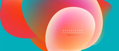 Soyut renkli şekiller çakışıyor. Gradyan renkler harmanlanarak, dinamik görsel efekt yaratır. Metin arka plan tasarımı okur. Modern estetik.