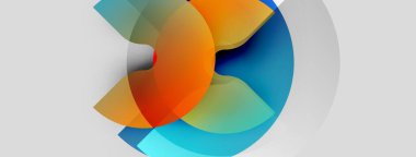 Soyut renkli tasarım. Üst üste binen şekiller dinamik görsel etki yaratır. Gradyan renkler düzgün bir şekilde harmanlanarak modern kompozisyonu oluşturur..