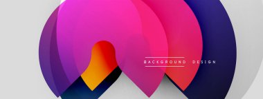 Soyut renkli katmanlar dinamik bileşim yaratır. Üst üste binen şekiller hareketi, derinliği ve modern estetiği akla getiriyor. Parlak renkler koyu alanlarla karşıtlık.