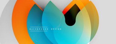 Soyut renkli katmanlar dinamik bileşim yaratır. Üst üste binen daireler, gradyanlar, modern tasarım elementleri görsel uyum sunar.