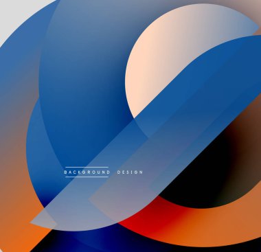 Soyut katmanlar dinamik bileşim yaratır. Mavi, turuncu, kırmızı renkler kusursuz bir şekilde harmanlanır. Modern tasarım hareketi çağrıştırıyor, derinliği.