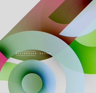 Soyut renkli şekiller çakışıyor. Modern tasarım gradyanlar, kıvrımlar, çizgiler içerir. Temiz estetik, canlı renkler dinamik bileşim yaratır.