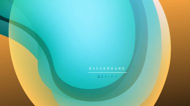 Soyut akış katmanları, turkuaz, turuncu renkler. Modern tasarım, pürüzsüz eğimler, karanlık zemin görsel derinlik yaratır. Minimalist estetik.