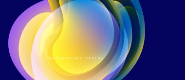 Soyut renkli katmanlar dinamik görsel efekt yaratır. Düz eğimler harmanlanarak dairesel bileşim oluşturur. Modern tasarım ögesi.