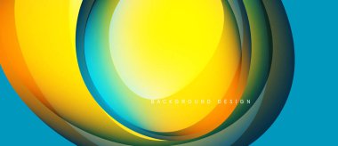 Soyut katmanlar dinamik görsel efekt yaratır. Parlak renkler karışıyor, dairesel desenler oluşturuyor. Modern tasarım arka planlar için uygun.