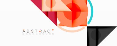 Modern soyut tasarım. Geometrik şekiller örtüşür, canlı renk blokları oluşturur. Minimalist kompozisyon, temiz çizgiler, taze estetik..