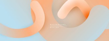 Soyut sıvı şekiller, pastel renklerin karışımı. Yumuşak kıvrımlar dinamik bileşim yaratır. Minimalist tasarım, modern estetik. Arkaplan dokusu görünür.