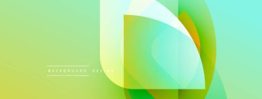 Soyut geometrik şekiller örtüşür, canlı yeşil gradyan arkaplan oluşturur. Sancaklar ve web siteleri için modern tasarım ögesi.