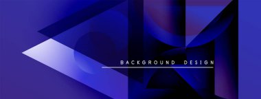 Soyut mavi tasarım katmanlı şekiller, gradyanlar içerir. Metin arka plan tasarımı okur. Modern estetik, karanlık zemin.