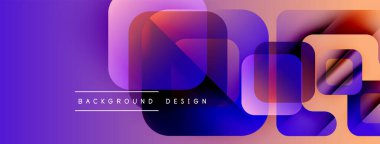 Soyut geometrik katmanlar canlı mor, turuncu gradyan oluşturur. Arkaplan, pankart ve sunumlar için modern tasarım ögesi.