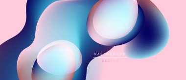 Soyut sıvı şekilleri örtüşür ve canlı renk değişimleri yaratır. Pembe, mavi renkler modern estetiği akla getiriyor..