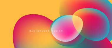 Soyut, canlı çemberler sarı arkaplan ile örtüşüyor. Gradyan renkler dijital projeler için uygun modern tasarım yaratır. Yumuşak geçişler, dinamik kompozisyon.
