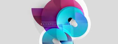 Soyut şekiller örtüşüyor, canlı renk değişimleri yaratıyor. Modern tasarım elementleri, arka planlar için uygun dinamik bileşim önerir.