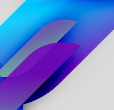 Soyut gradyanlar, mavi mor renkler baskın gelir. Çapraz şekiller, dinamik görsel efekt oluşturur. Minimalist tasarım, pürüzsüz geçişler mevcut.
