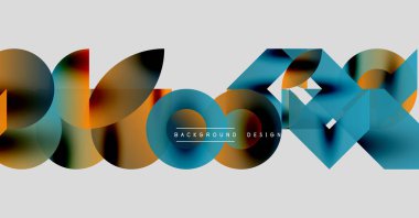 Soyut geometrik şekiller örtüşüyor, canlı renk eğimleri yaratıyor. Modern tasarım elementleri dinamik hareket, doku önerir.