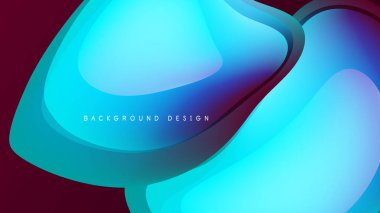 Soyut sıvı şekilleri örtüşür, parlak mavi ve mor renkler yaratır. Koyu arkaplan, akıcı tasarım elementlerini vurgular. Modern estetik.