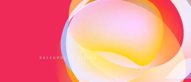 Soyut sıvı şekiller, canlı renklerin karışımı. Kırmızı arka plan sarı, turuncu ve mor renkleri tamamlar. Modern tasarım, dinamik kompozisyon.