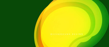 Soyut enerjik tasarım. Üst üste binen katmanlar dinamik akış yaratır. Sarı, turuncu, yeşil renkler kompozisyona hakim. Modern estetik.