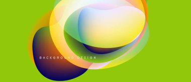 Soyut renkli şekiller örtüşür, dinamik görsel efekt yaratır. Parlak yeşil arka plan, canlı tasarım elementlerini geliştirir. Modern, akıcı bileşim.