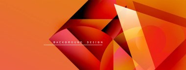 Soyut geometrik şekiller, canlı turuncu, kırmızı renkler. Dinamik çizgileri olan modern tasarım, gradyanlar derinlik yaratır. Metin arkaplan tasarımı okur.