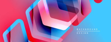 Soyut geometrik şekiller çakışıyor. Canlı renkler harmanlanır, dinamik görsel doku oluşturur. Modern tasarım elementleri yenilik ve enerji öneriyor.