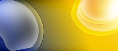 Soyut tasarım kıvrımlı şekiller, mavi, sarı renkler içerir. Pürüzsüz gradyanlar modern görsel efekt yaratır. Minimalist kompozisyon.