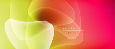 Soyut sıvı şekilleri sarı, turuncu, kırmızı renkleri harmanlıyor. Modern tasarım yumuşak eğimlere, dinamik eğrilere, metin elementlerine sahiptir.