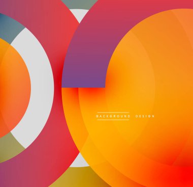 Soyut renkli çemberler çakışıyor. Sıcak tonlar kompozisyona hakim, modern görsel efekt yaratıyor. Basit tasarım, canlı renkler.