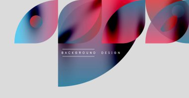 Soyut şekiller örtüşüyor, canlı renk değişimleri yaratıyor. Modern tasarım elementleri dinamik görsel deneyim önerir. Mevcut en küçük metin.