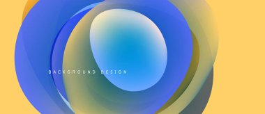 Soyut katmanlar canlı dairesel tasarım yaratır. Mavi, sarı renkler harmanlanarak modern arkaplan oluşturuyor. Yumuşak eğimler görsel derinlik sunar.