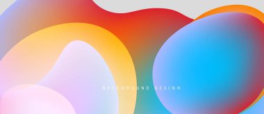 Soyut renkli şekiller çakışıyor. Canlı renkler karışıyor, pürüzsüz gradyanlar yaratıyor. Modern tasarım akıcılığı ve enerjiyi çağrıştırıyor.