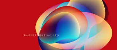 Soyut renkli tasarım. Üst üste binen daireler dinamik görsel efekt yaratır. Kırmızı zemin güçlü bir kontrast sağlar. Modern, canlı kompozisyon.