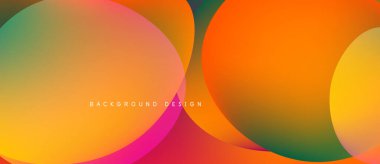 Soyut renkli çemberler çakışıyor. Gradyan renkler harmanlanarak, dinamik görsel efekt yaratır. Metin arka plan tasarımı okur. Modern, canlı kompozisyon.