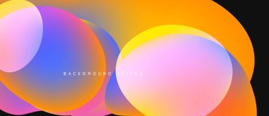 Soyut renkli örtüşen daireler canlı bir zemin oluşturur. Gradyan renkleri düzgün bir şekilde harmanlanarak modern görsel cazibe sunuyor.