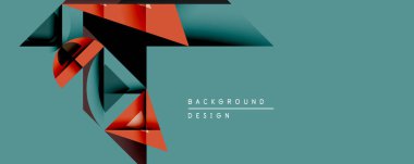 Soyut geometrik tasarım üst üste binen şekiller içerir. Kırmızı, siyah, deniz mavisi renkleri sessiz arka plana karşı dinamik görsel kontrastlar yaratır. Modern estetik, temiz çizgiler, minimalist tarz..