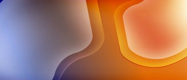 Soyut arkaplan özellikleri akan şekiller, gradyanlar. Mavi renkler turuncu renklere dönüşüyor, yumuşak görsel efektler yaratıyor. Yumuşak eğriler kompozisyona hakim.