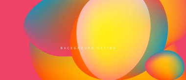 Soyut renkli şekiller çakışıyor. Canlı gradyanlar dinamik görsel efekt yaratır. Arkaplan ve sunumlar için uygun modern tasarım.