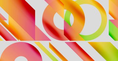 Soyut şekiller örtüşüyor, canlı renk değişimleri yaratıyor. Yumuşak kenarlar akıcılığı, modern tasarım estetiğini akla getiriyor..